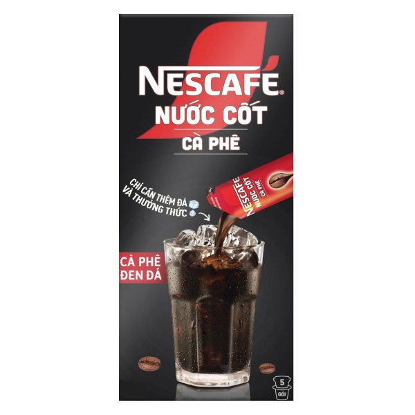 Nước Cốt Nescafe Đen Đá Hộp 5 Gói*75Ml