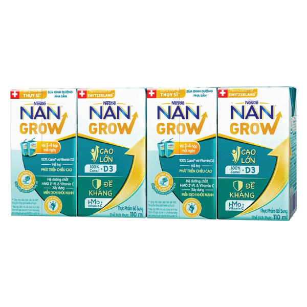 Lốc 4 Sữa Bột Pha Sẵn Nan Grow 110Ml