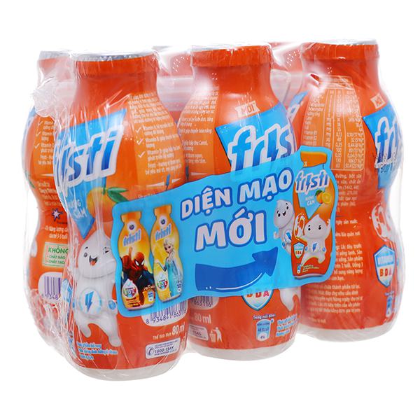 Lốc 6 Sữa Chua Uống Tiệt Trùng Fristi Hương Cam 80Ml 