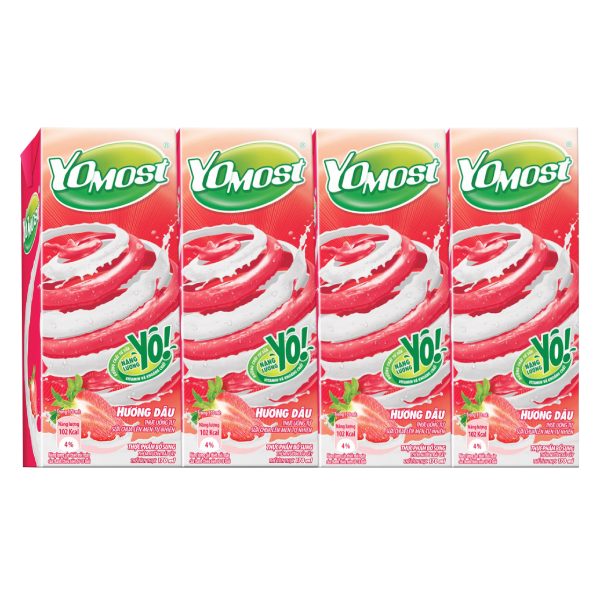 Lốc 4 Sữa Chua Uống Tiệt Trùng Yomost Dâu 170Ml