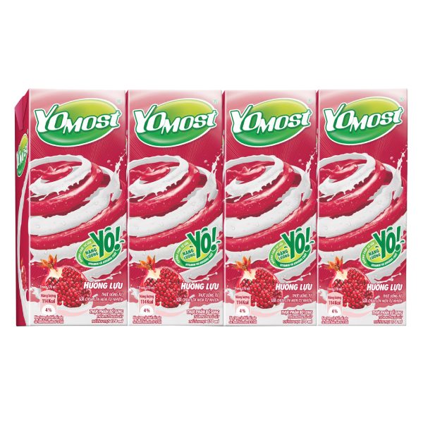 Lốc 4 Sữa Chua Uống Tiệt Trùng Yomost Lựu 170Ml