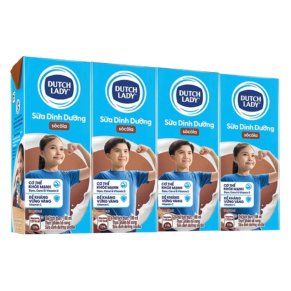 Lốc 4 Sữa Tiệt Trùng Dutch Lady Socola 180Ml