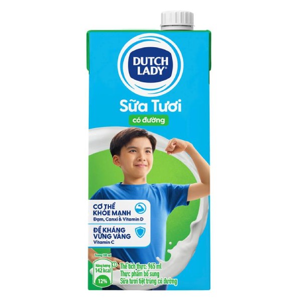 Sữa Tiệt Trùng Dutch Lady Có Đường Hộp Giấy 965Ml