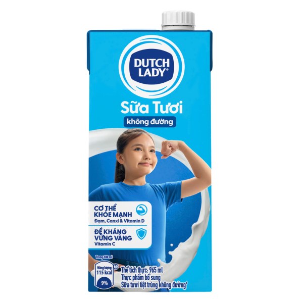 Sữa Tiệt Trùng Dutch Lady Không Đường Hộp Giấy 965Ml
