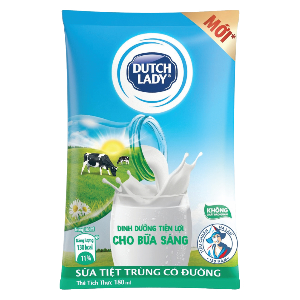 Sữa Tiệt Trùng Dutch Lady Có Đường Bịch 180Ml