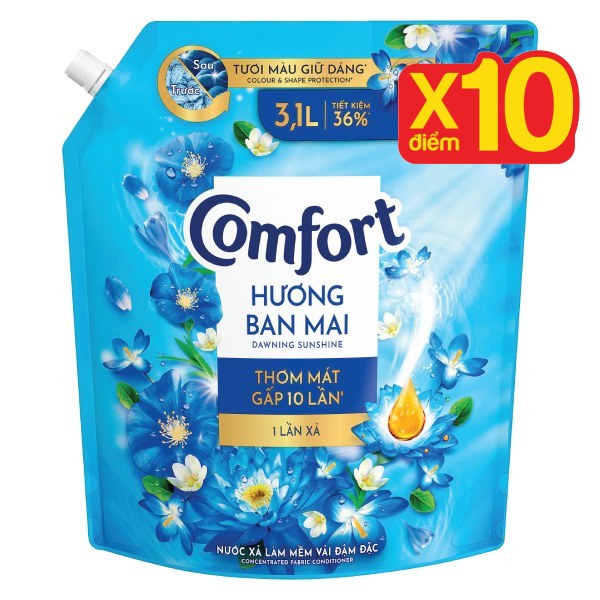 Nước Xả Vải Comfort Một Lần Xả Hương Ban Mai Túi 3.1L