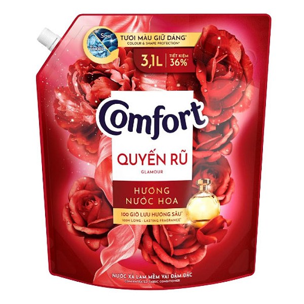 Nước Xả Vải Comfort Hương Nước Hoa Quyến Rũ Túi 3.1L