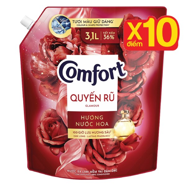 Nước Xả Vải Comfort Hương Nước Hoa Quyến Rũ Túi 3.1L