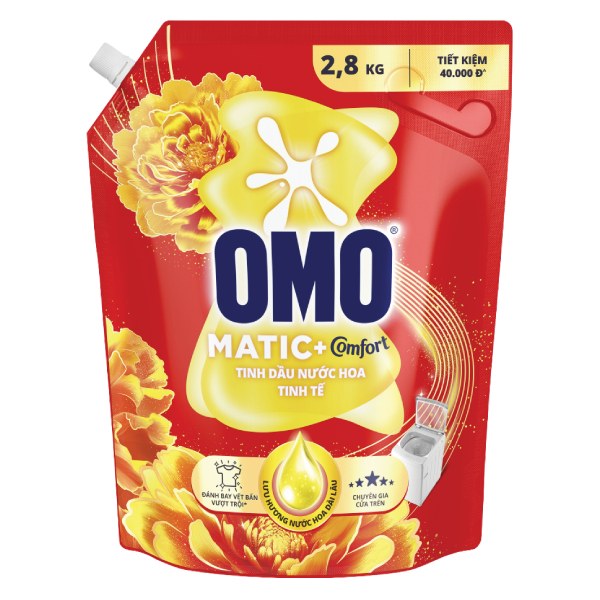 Nước Giặt Omo Matic Cửa Trên Tinh Dầu Nước Hoa Tinh Tế Túi 2.8Kg