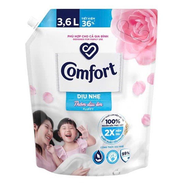 Nước Xả Vải Comfort Dịu Nhẹ Thơm Dịu Êm Cho Cả Gia Đình Túi 3.6L