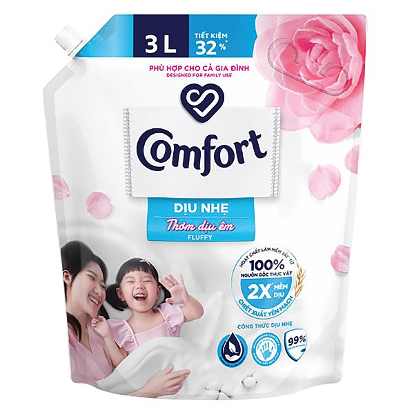 Nước Xả Vải Comfort Dịu Nhẹ Thơm Dịu Êm Cho Cả Gia Đình Túi 3L