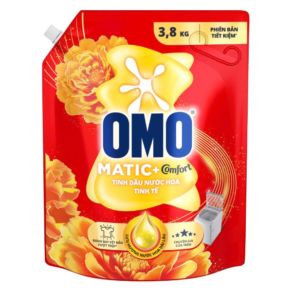 Nước Giặt Omo Matic Cửa Trên Tinh Dầu Nước Hoa Túi 3.8Kg
