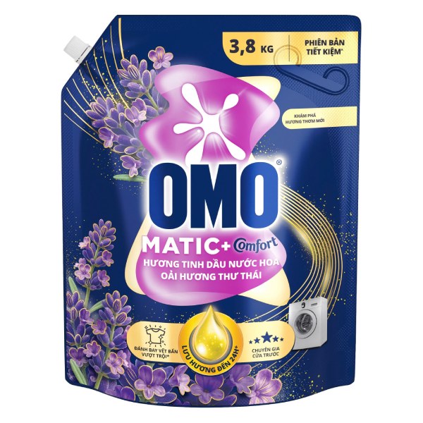 Nước Giặt Omo Matic Cửa Trước Oải Hương Túi 3.8Kg