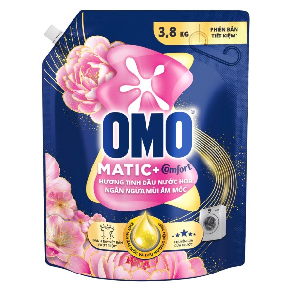 Nước Giặt Omo Matic Cửa Trước Ngăn Mùi Ẩm Mốc Túi 3.8Kg