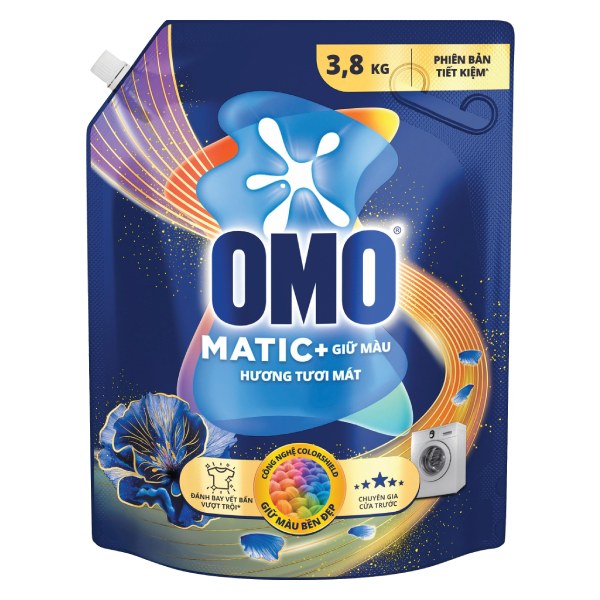 Nước Giặt Omo Matic Cửa Trước Giữ Màu Túi 3.8Kg
