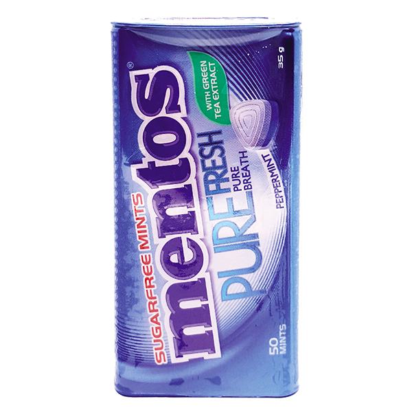 Kẹo Ngậm Mentos Pure Fresh Peppermint Không Đường Hũ 35G