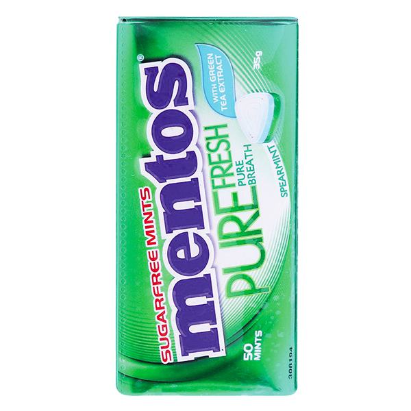 Kẹo Ngậm Mentos Pure Fresh Spearmint Không Đường Hũ 35G