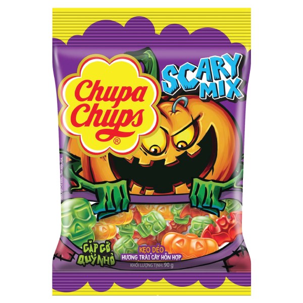 Kẹo Dẻo Chupa Chups Halloween Hương Trái Cây Hỗn Hợp Gói 90G