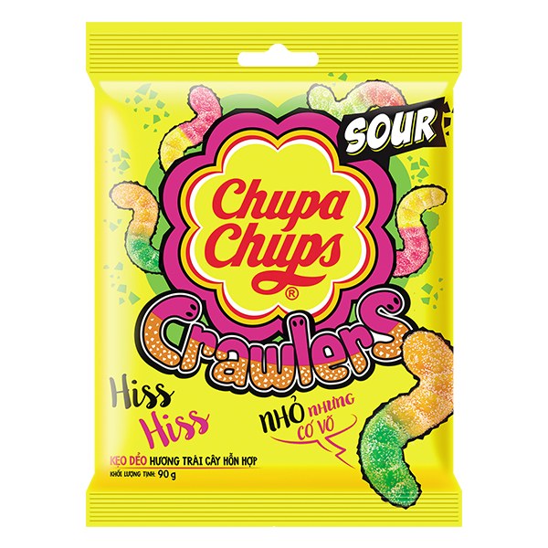 Kẹo Dẻo Chupa Chups Pinkis Sanded Crawler Gói 90G