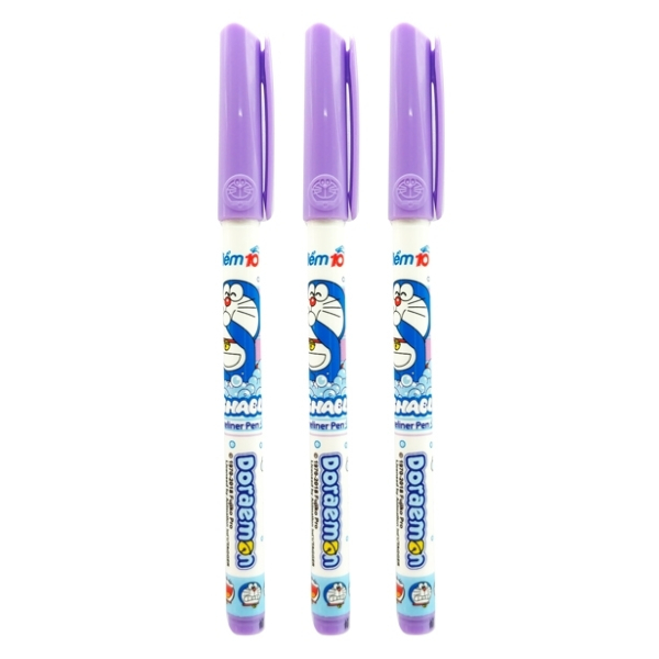 Vỉ 3 Bút Lông Kim Thiên Long Doraemon FL-08/DO Tím