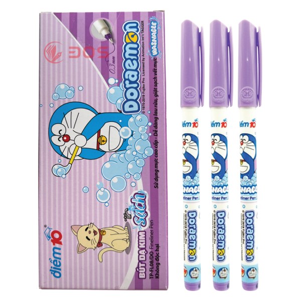 Vỉ 3 Bút Lông Kim Thiên Long Doraemon FL08/DO Mực Xanh