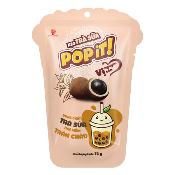 Kẹo Trà Sữa Trân Châu Popit Gói 72G