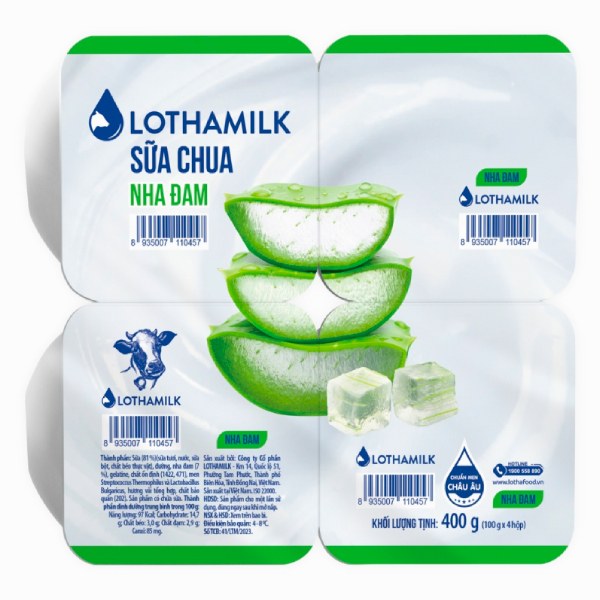 Lốc 4 Sữa Chua Ăn Lothamilk Nha Đam 100G