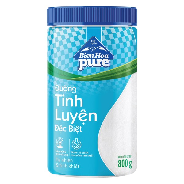 Đường Tinh Luyện Đặc Biệt Biên Hòa Pure Hũ 800G