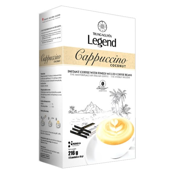 Cà Phê Trung Nguyên Legend Cappuccino Dừa Hộp 12 Gói*18G