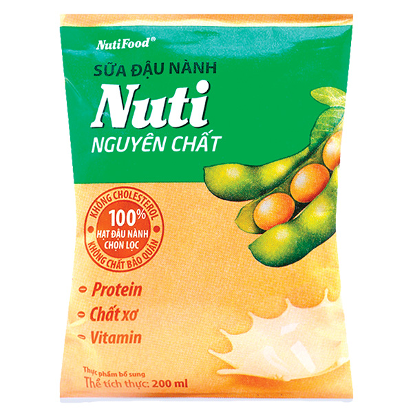 Sữa Đậu Nành Nuti Nguyên Chất Bịch 200Ml