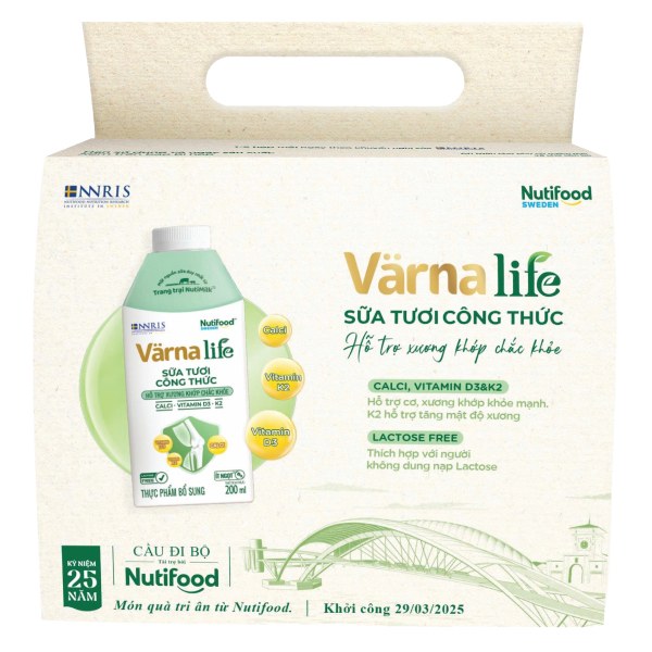 Lốc 6 Sữa Tươi Công Thức Varna Life Xanh 200Ml