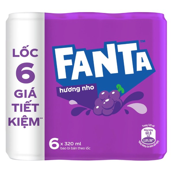 Nước Ngọt Fanta Nho Sleek Lốc 6 Lon 320Ml