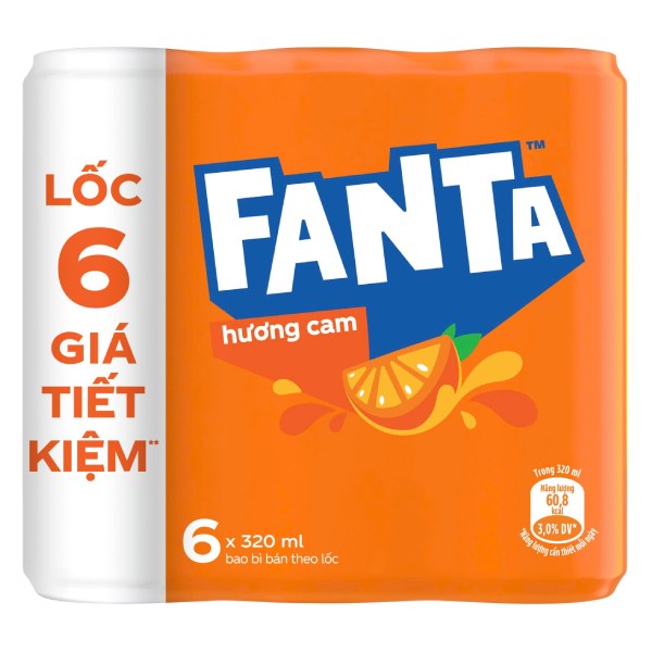 Nước Ngọt Fanta Cam Sleek Lốc 6 Lon 320Ml