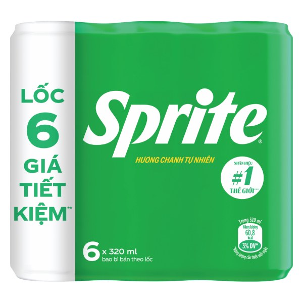 Nước Ngọt Sprite Sleek Lốc 6 Lon 320Ml