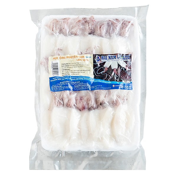 Mực Ống Nguyên Con Làm Sạch Đông Lạnh Hải Nam Size 6-8 Vỉ 300G
