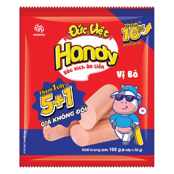 Xúc Xích Ăn Liền Đức Việt Handy Vị Bò Gói 192G