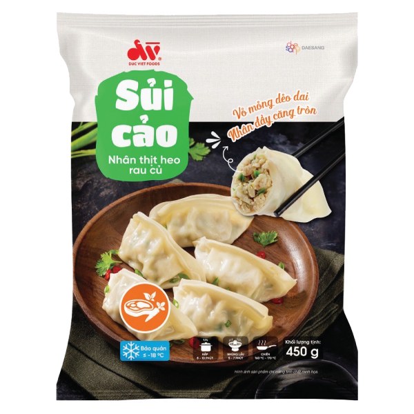 Sủi Cảo Đức Việt Nhân Thịt Heo Rau Củ 450G
