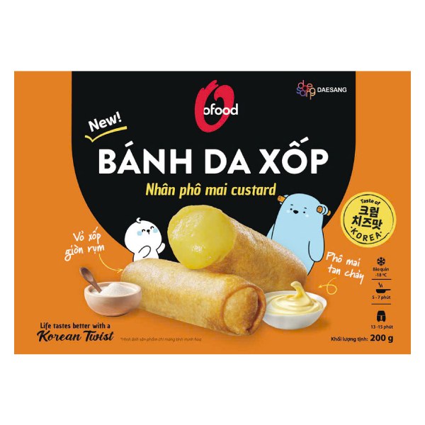 Bánh Da Xốp Daesang Nhân Phô Mai Custard Gói 200G
