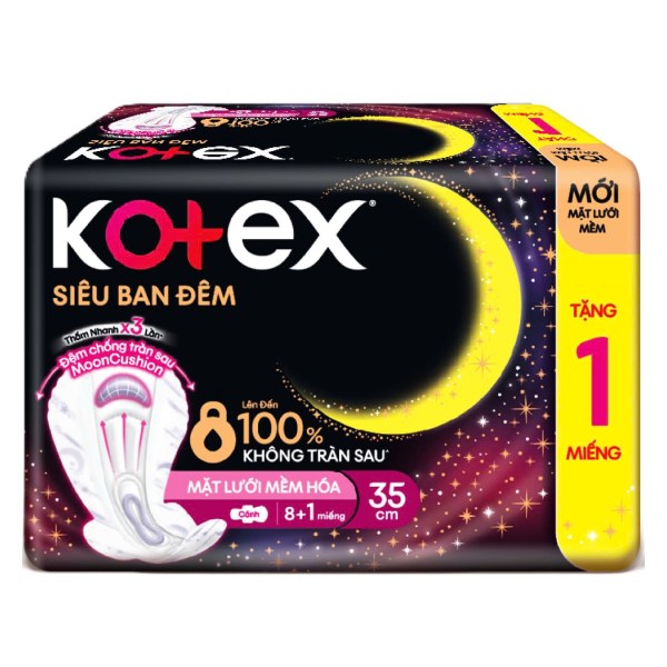 (Only Emartmall) Băng Vệ Sinh Kotex Ban Đêm Mặt Lưới 35Cm 8 Miếng