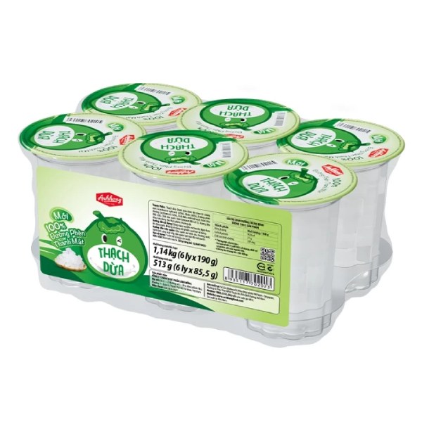Lốc 6 Thạch Dừa Ánh Hồng Ly 190G