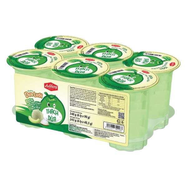 Lốc 6 Thạch Dừa Ánh Hồng Vị Dưa Lưới Ly 190G