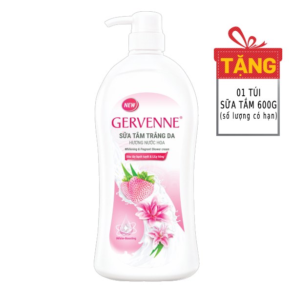 Sữa Tắm Gervenne Nước Hoa Hương Dâu Tây Và Hoa Lily Hồng Chai 1.2L