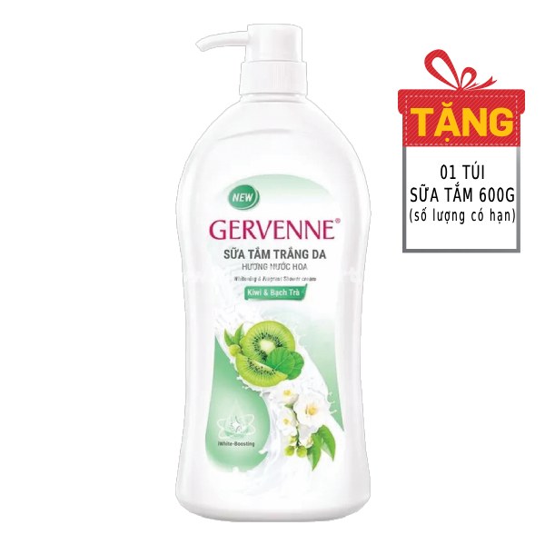 Sữa Tắm Gervenne Nước Hoa Hương Kiwi Và Bạch Trà Chai 1.2L