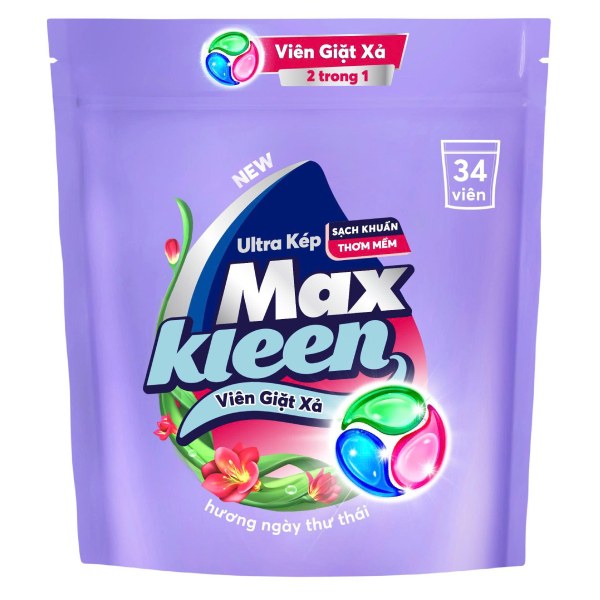 (Only Emartmall) Viên Giặt Xả Max Kleen Thư Thái Túi 34 Viên