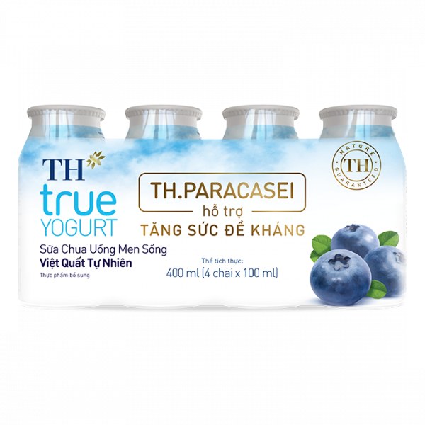 Lốc 4 Sữa Chua Uống Men Sống TH True Yogurt Việt Quất 100Ml