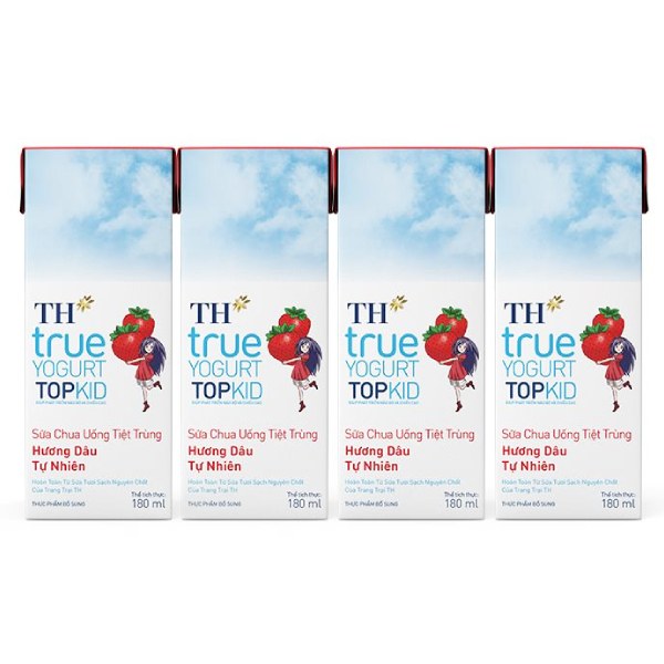 Lốc 4 Sữa Chua Uống TH True Yogurt Topkid Dâu 180Ml