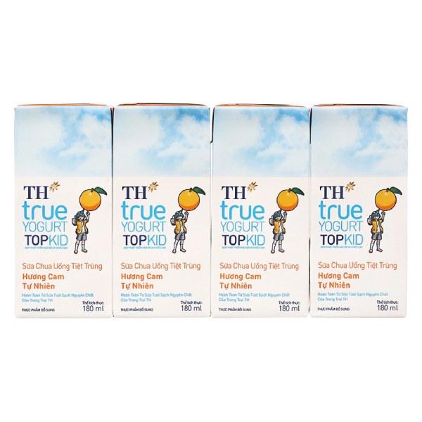 Lốc 4 Sữa Chua Uống TH True Yogurt Topkid Cam 180Ml