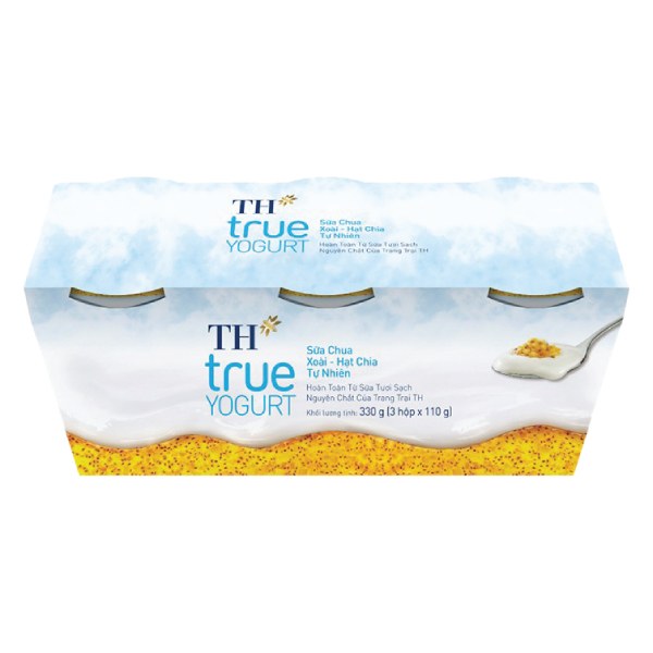 (Only Emartmall) Lốc 3 Sữa Chua Ăn TH True Yogurt Xoài Hạt Chia 110G
