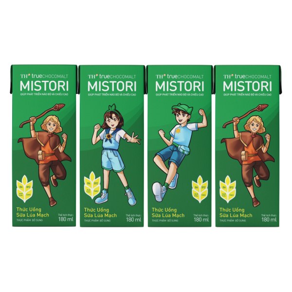 Lốc 4 Sữa Lúa Mạch TH True Chocomalt Mistori 180Ml