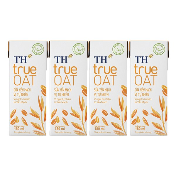 Lốc 4 Sữa Yến Mạch TH True Oat Vị Tự Nhiên 180Ml